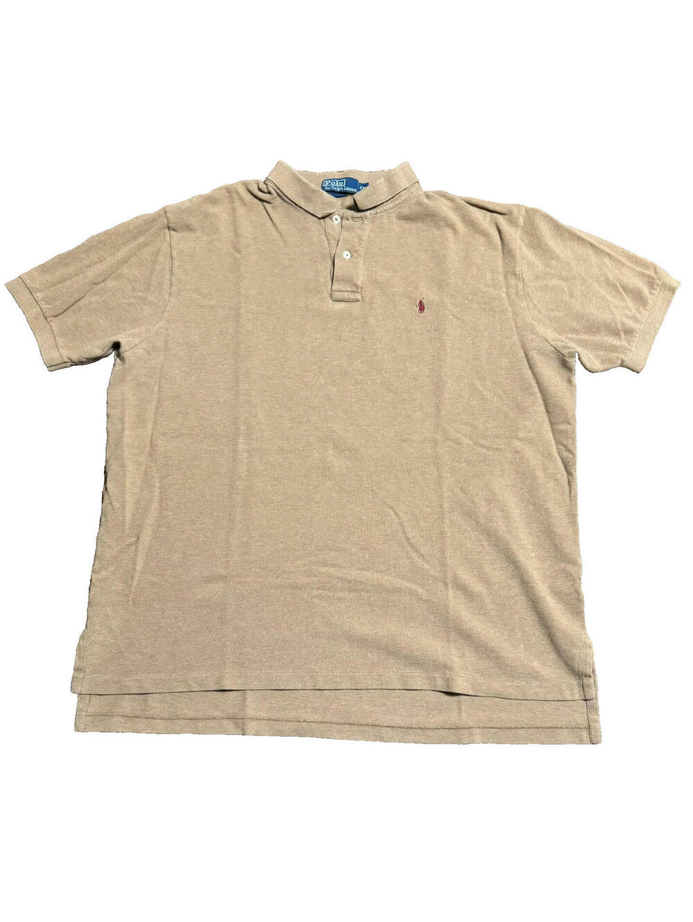 VTG 90s Polo Ralph Lauren Men Brown Short Sleeve Cotton Shirt Red Pony Logo 2XL